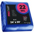 Protarp 24 ft x 30 ft Heavy Duty 22 Mil Tarp, Blue, Polyethylene, Waterproof, Rip and Tear Proof PT-205-24X30